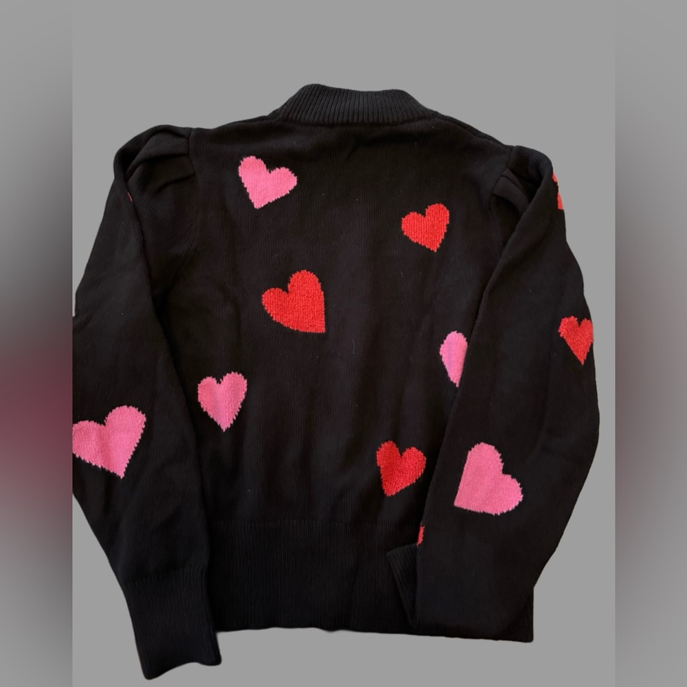 Kate Spade Black Sweater with Pink and Red Heart Patterns